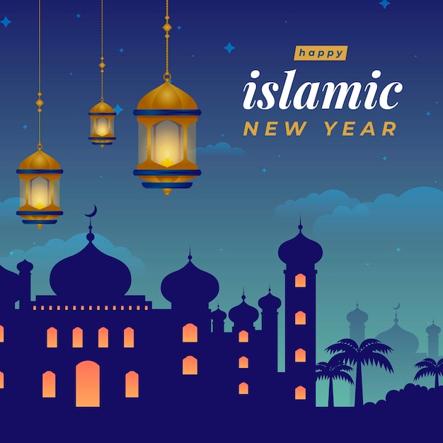 flat islamic new year concept