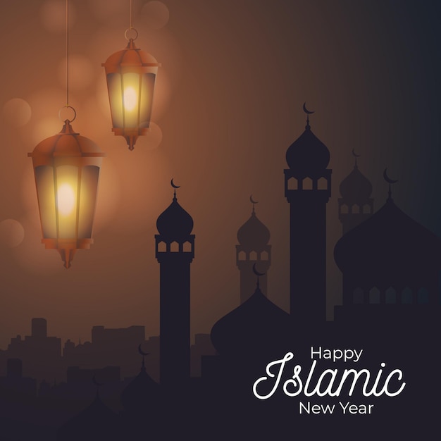 Flat islamic new year concept