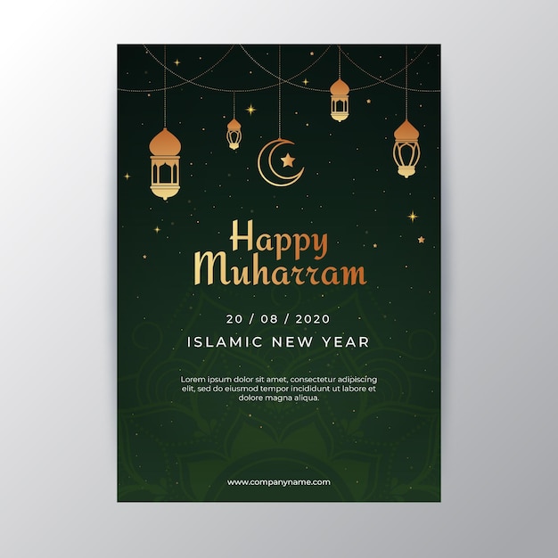 Poster di capodanno islamico piatto