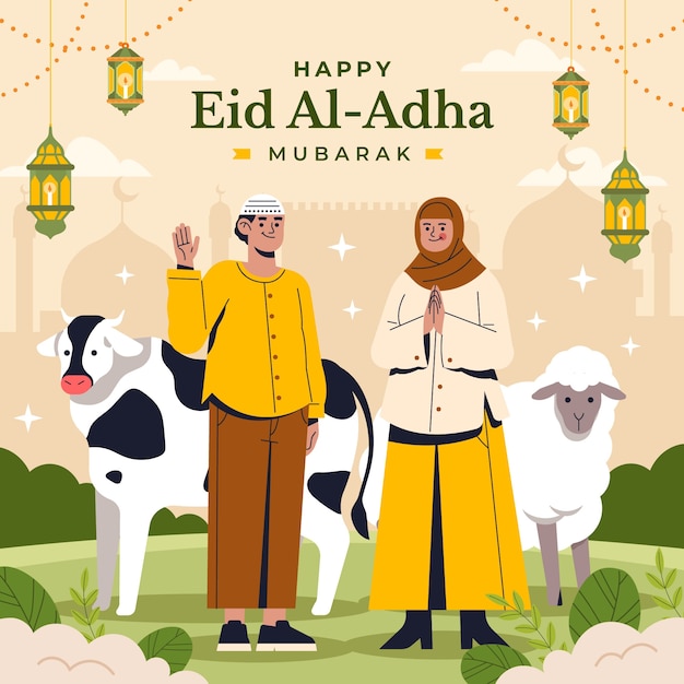 Flat islamitische eid al-adha illustratie