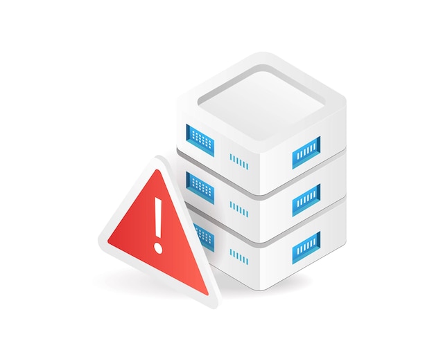 Flat isometric 3d illustration hardware storage server error