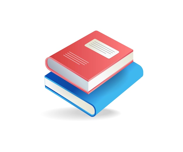 Vector flat isometric 3d illustration stack of textbooks concept