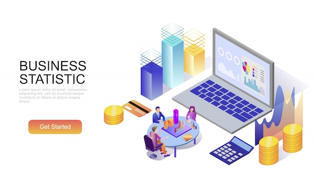 Vector flat isometric concept of business statistic