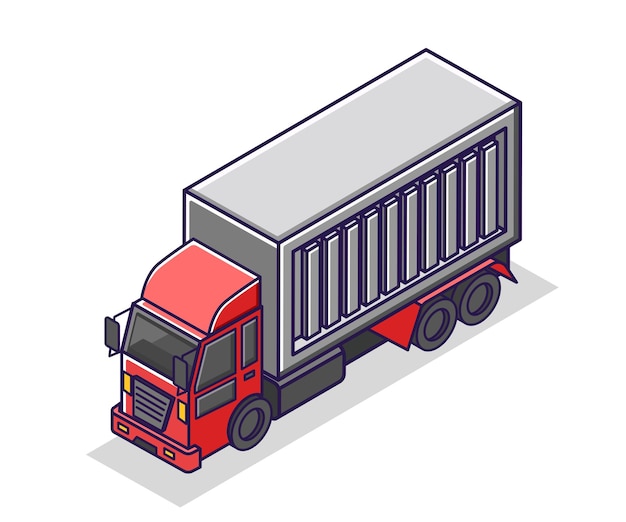 Vector flat isometric concept illustration delivery truck