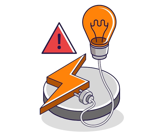 Flat isometric concept illustration high voltage power warning