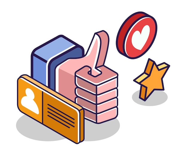 Flat isometric concept illustration Thumbs up for the best review