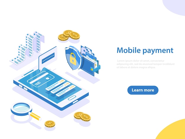 Flat isometric concept of online payment