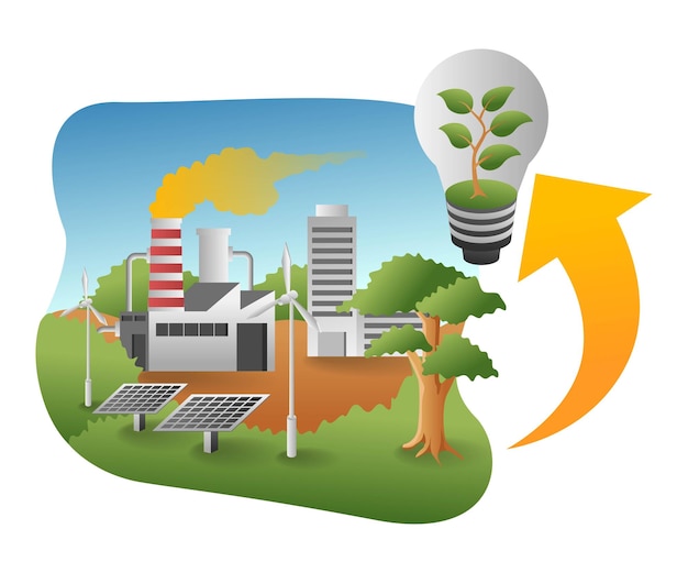 Concetto di illustrazione isometrica piatta energia del pannello solare per la vita industriale