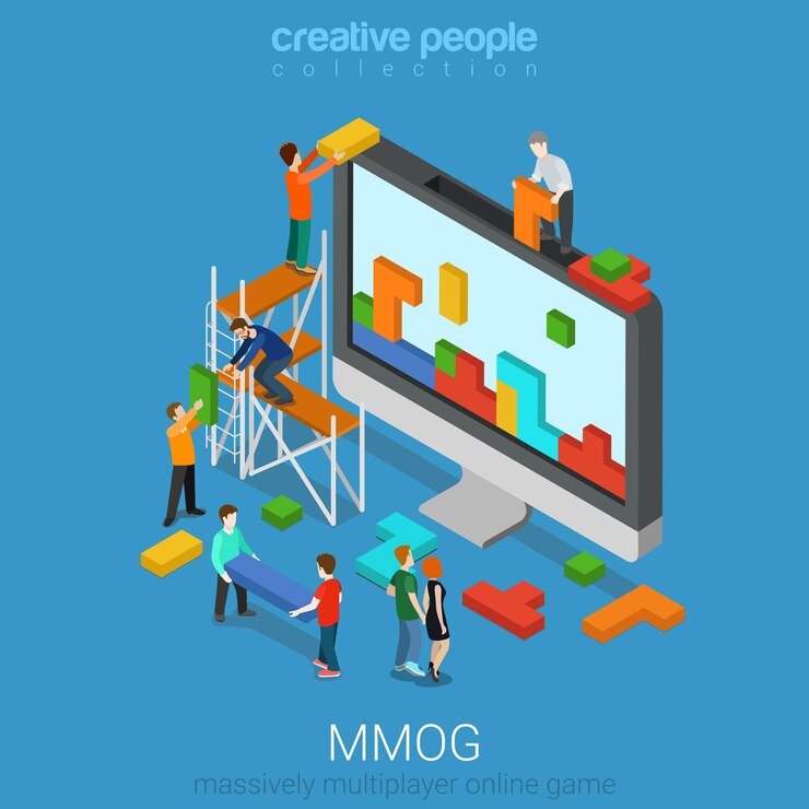 Vector flat isometric mmog massively multiplayer online game