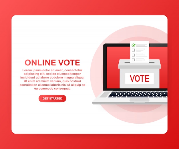 Concetto di vettore piatto isometrico votazione online, e-voting, sistema internet elettorale. .