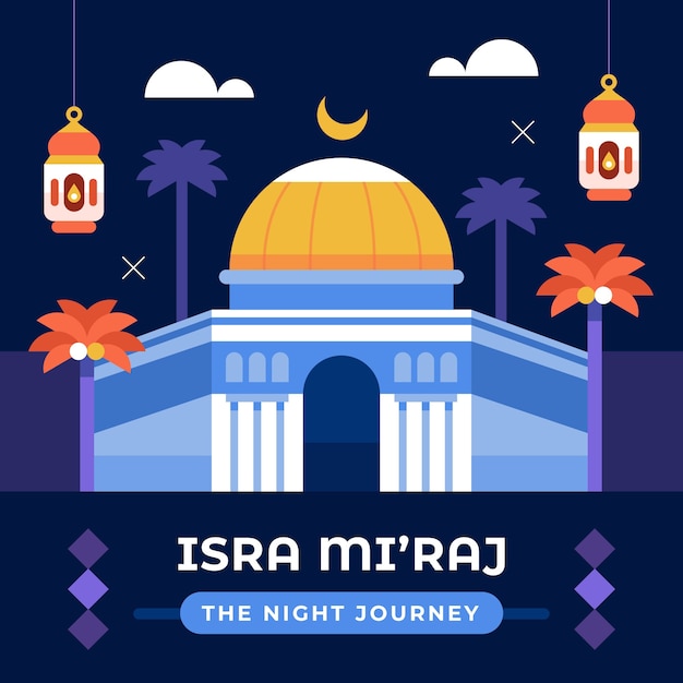 Vector flat isra miraj illustration