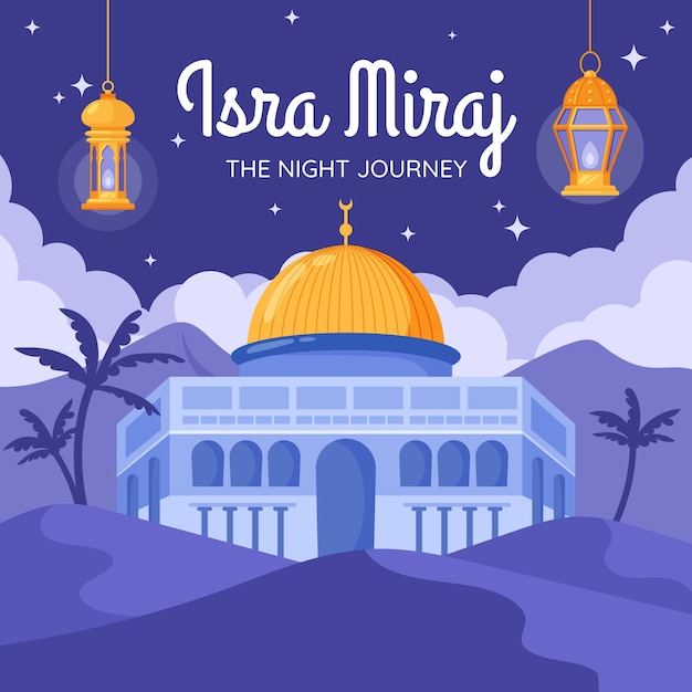 Vector flat isra miraj illustration