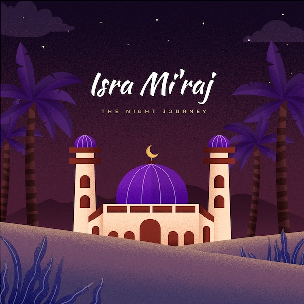 Vector flat isra miraj illustration