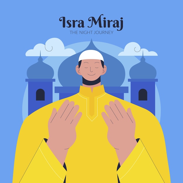 Vector flat isra miraj illustration