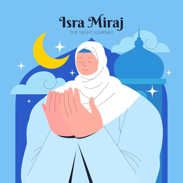 Vector flat isra miraj illustration