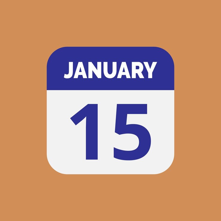 Vector flat january 15 calendar icon stock vector