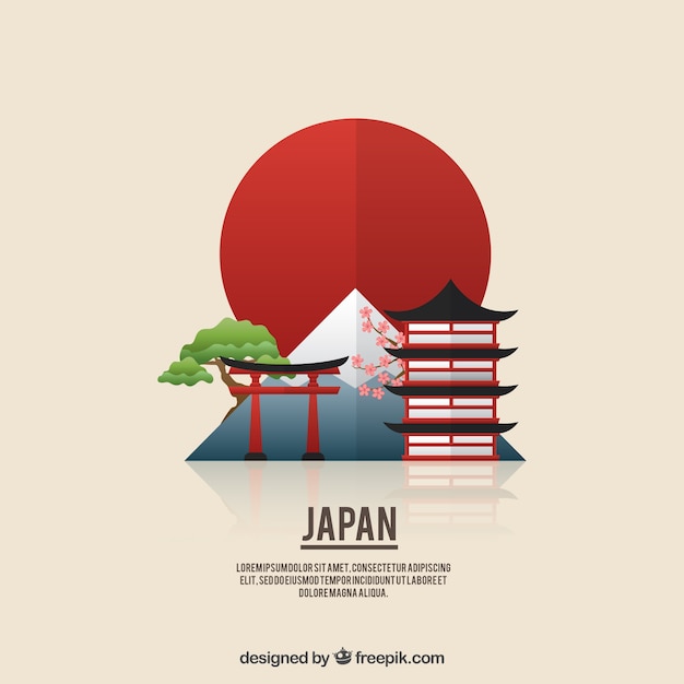 Vector flat japanese landscape background