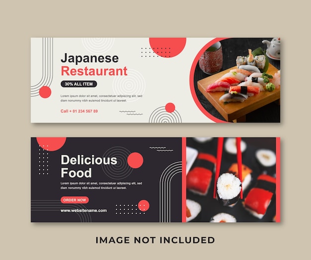 flat japanese restaurant banner template