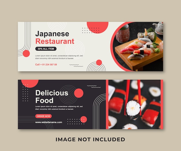 Flat japanese restaurant banner template