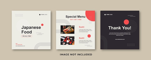 Flat japanese restaurant social media post template