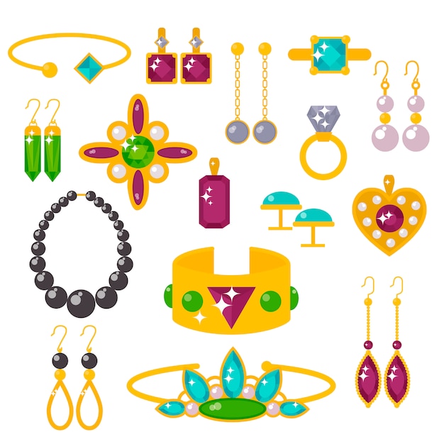 Vector flat jewelry stones vector illustration