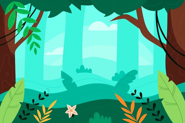 Vector flat jungle background