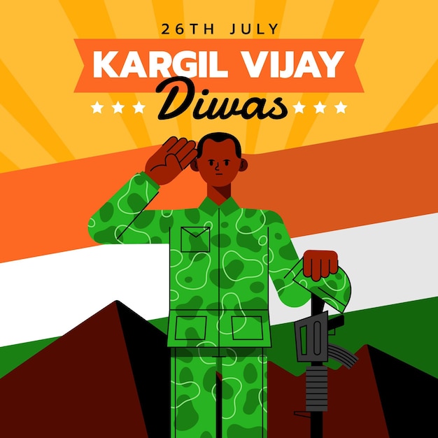 Vector flat kargil vijay diwas illustration