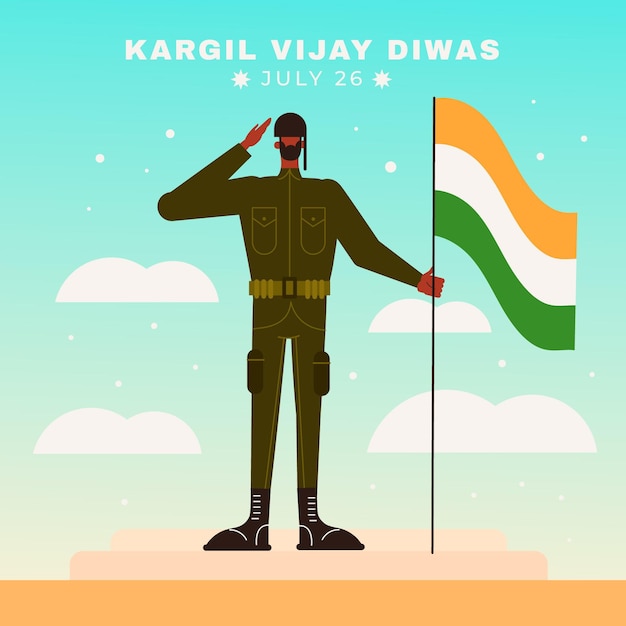 Vector flat kargil vijay diwas illustration