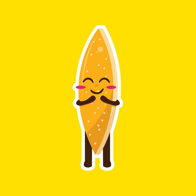 Flat kawaii cute candied orange peel mascot character