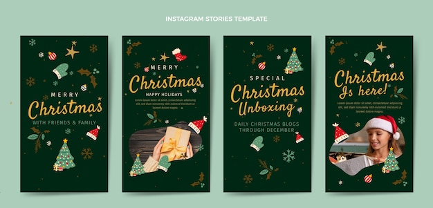 Flat kerst instagram verhalen collectie