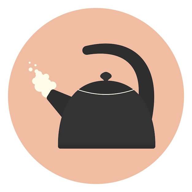 Flat kettle with steam icon kitchen appliance