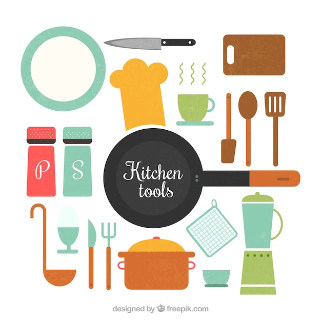 Vector flat kitchen utensils set