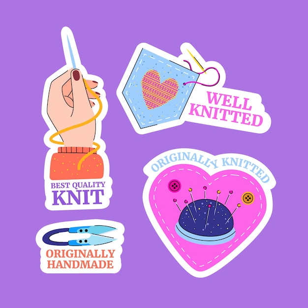 Flat knitting stickers collection