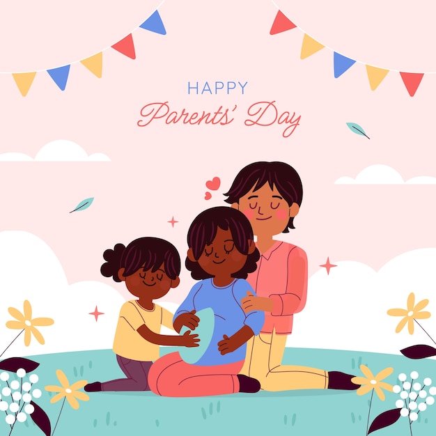 Vector flat korean parents' day illustration