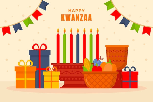 Vector flat kwanzaa background