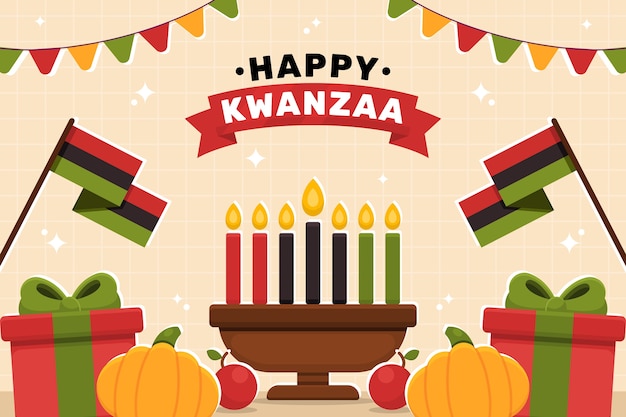 Flat kwanzaa background