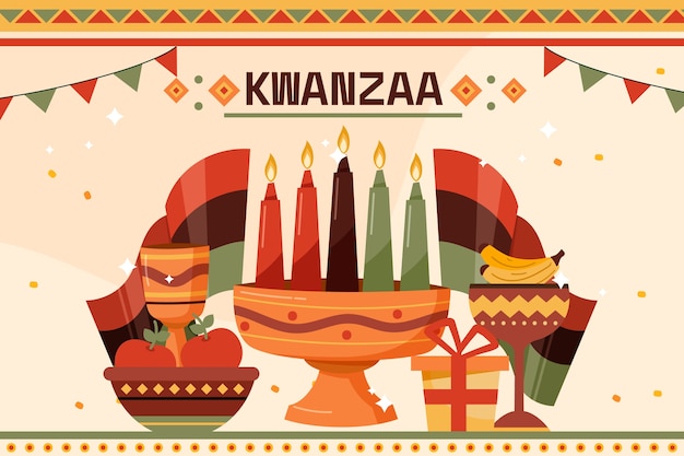 Flat kwanzaa background