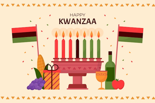 Flat kwanzaa background