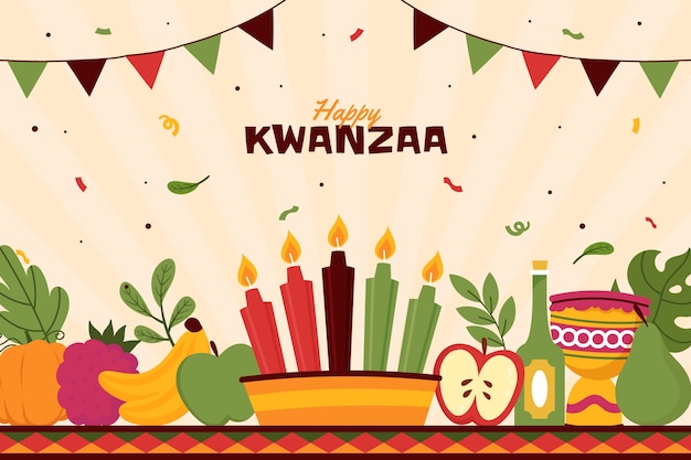 Flat kwanzaa background