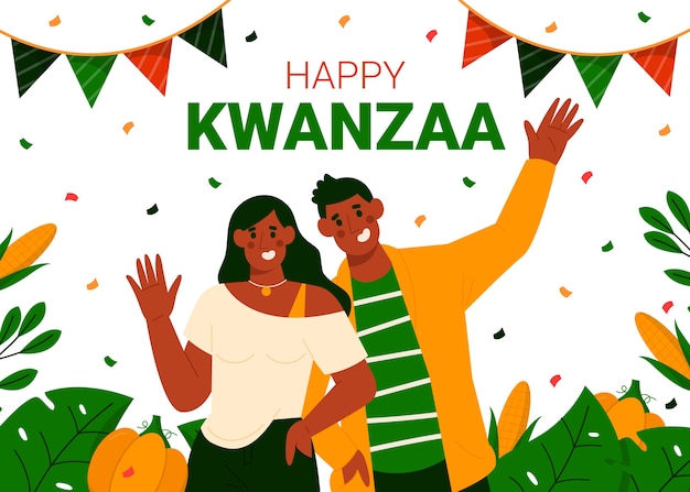 Flat kwanzaa background