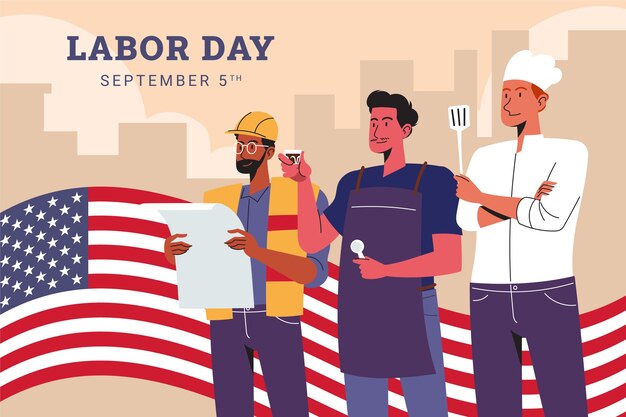 Flat labor day illustration