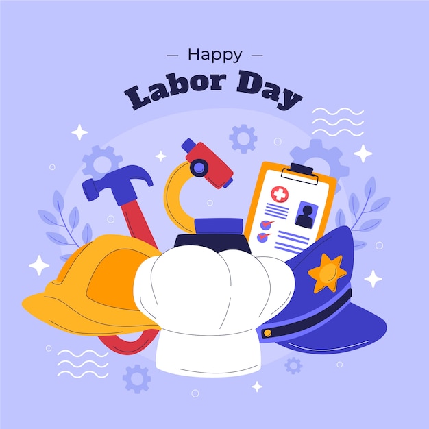 Flat labor day illustration