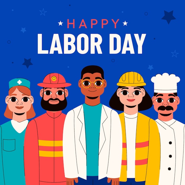 Flat labor day illustration