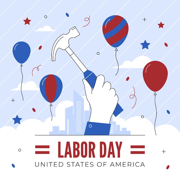 flat labor day illustration