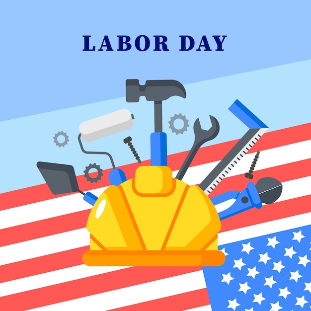 Vector flat labor day illustration