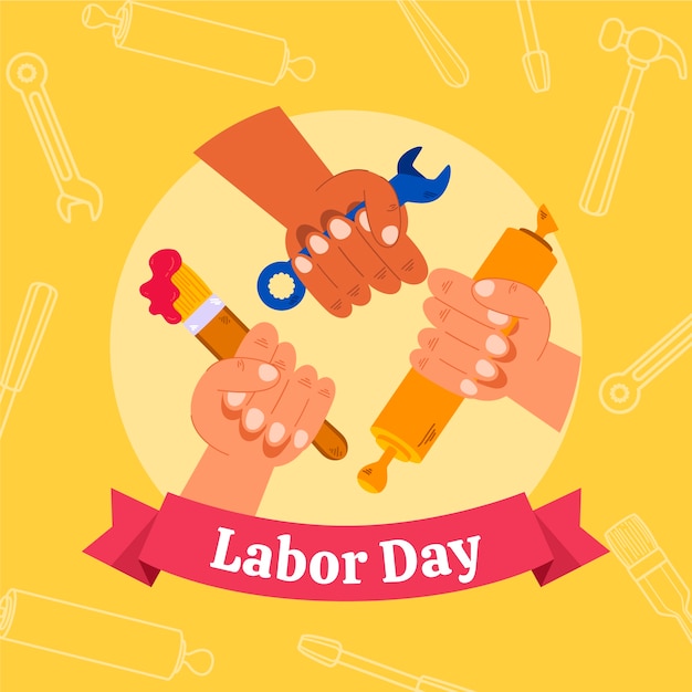 Flat labor day illustration