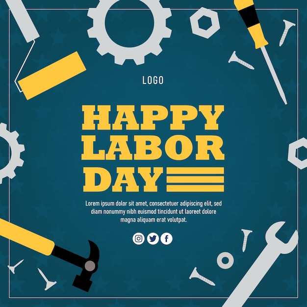 Flat labor day social media post design