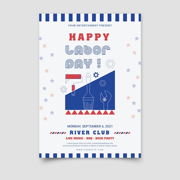 Flat labor day vertical poster template