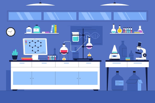 Vector flat laboratory room illustrated