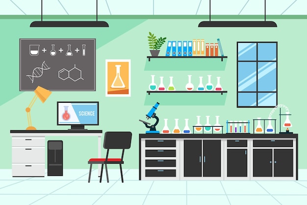Vector flat laboratory room illustration